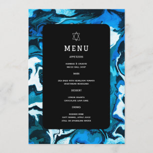 Menu Étoile de David Blue Marble Bar Mitzvah sur mesure
