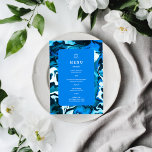 Menu Étoile de David Marble Bleue Bar Mitzvah sur mesur<br><div class="desc">Carte de menu parfaite pour une bat mitzvah, bar mitzvah ou autre célébration juive ! Art abstrait fait main pour vous sur le recto et le verso ! ENTIÈREMENT PERSONNALISABLE ! Cliquez sur « Personnaliser » ci-dessus pour modifier le texte. Cliquez sur "Modifier à l'aide de l'outil de conception" pour...</div>