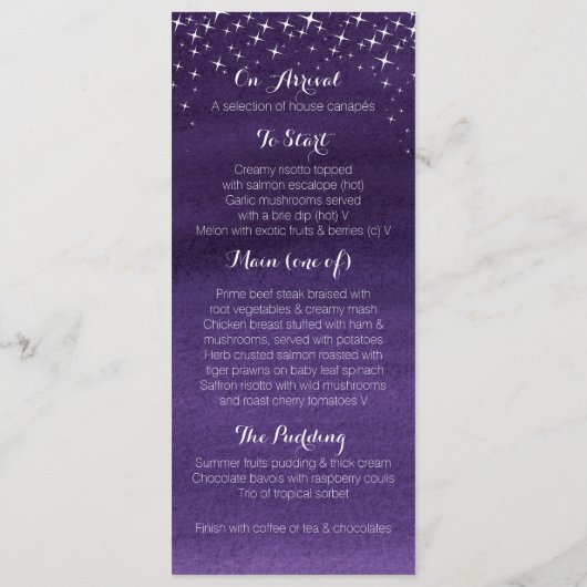 Menu étoile peint ciel étoile étoile mariage étoil (Dos)