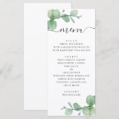 Menu Eucalyptus aquarelle. Écriture élégante de mariage (Devant / Derrière)