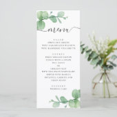 Menu Eucalyptus aquarelle. Écriture élégante de mariage (Debout devant)