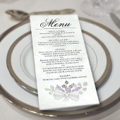 Menu Eucalyptus Aquarelle & Lavande Mariage élégant