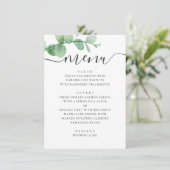 Menu Eucalyptus aquarelle. Mariage écriture élégante (Debout devant)