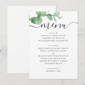 Menu Eucalyptus aquarelle. Mariage écriture élégante (Devant / Derrière)