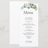 Menu Eucalyptus aquarelle Rustic Greenery Mariage (Devant / Derrière)