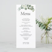 Menu Eucalyptus aquarelle Rustic Greenery Mariage (Debout devant)