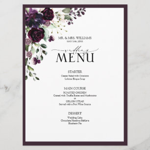 Menu Eucalyptus Botanical Sage Green Wedding