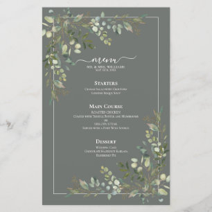 Menu Eucalyptus Botanical Sage Green Wedding