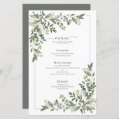 Menu Eucalyptus Botanical Sage Green Wedding (Voorkant / Achterkant)