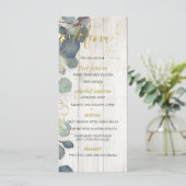 Menu Eucalyptus Feuille Floral Rustique Mariage or bois (Debout devant)