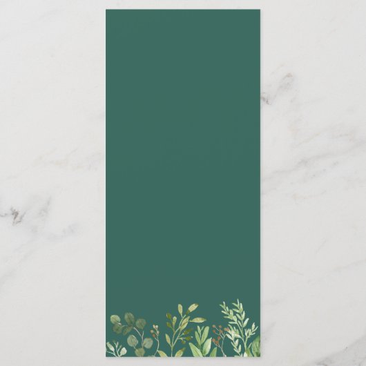 Menu Eucalyptus Feuilles Élégant Mariage chic (Dos)