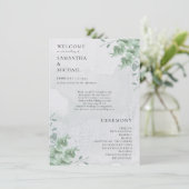 Menu Eucalyptus floral minimal modern program wedding (Debout devant)
