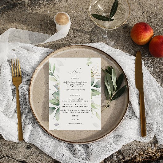 Menu Eucalyptus Glow Gold Greenery 2 Kaart