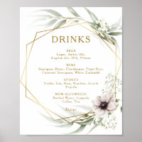 Menu Eucalyptus Gold Geometric Wedding Drink