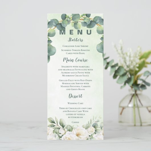 Menu Eucalyptus Green Botanical Wedding Greenery Dinner (Debout devant)