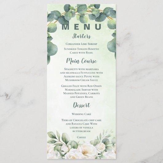 Menu Eucalyptus Green Botanical Wedding Greenery Dinner (Devant)