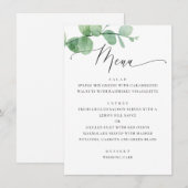 Menu Eucalyptus Greenery Garden Wedding. Elegant Script (Devant / Derrière)