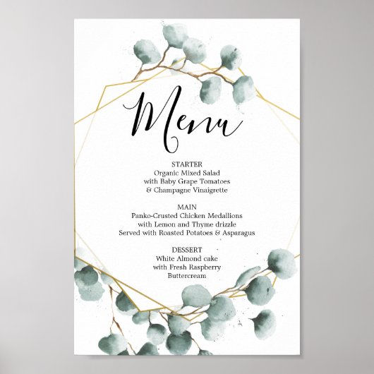 Menu Eucalyptus Greenery of Bar Menu Sign Poster (Voorkant)