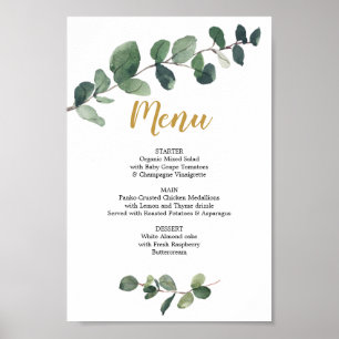 Menu Eucalyptus Greenery of Bar Menu Sign Poster