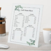 Menu Eucalyptus Minimale Café-koffiewinkel Reclamebord Met Voetstuk (Insitu)