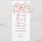 Menu Eucalyptus Pink Bow Elegant Baptism (Devant)