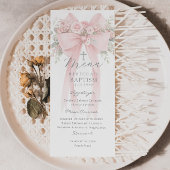 Menu Eucalyptus Rose Ruban Élégant Baptême