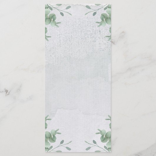 Menu Eucalyptus Simple Moderne Cérémonie de Mariage Dîn (Dos)