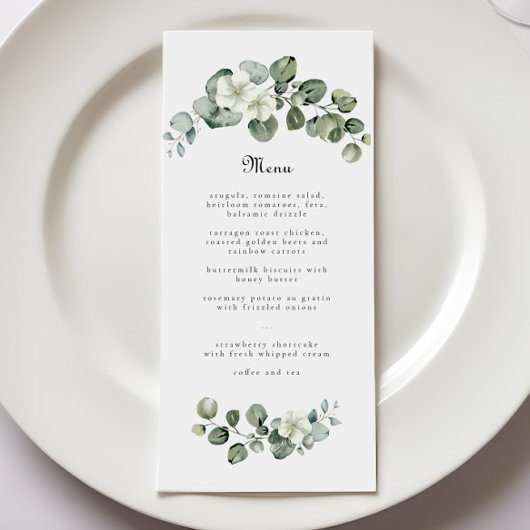 Menu Eucalyptus verdure Arche feuille Mariage ou annive