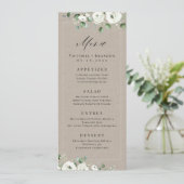 Menu Eucalyptus Verdure blanc floral rustique mariage (Debout devant)