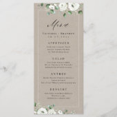 Menu Eucalyptus Verdure blanc floral rustique mariage (Devant)