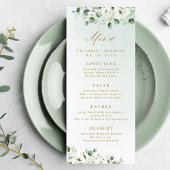 Menu Eucalyptus Verdure blanc floral rustique mariage