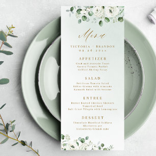 Menu Eucalyptus Verdure blanc floral rustique mariage
