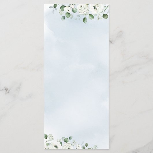 Menu Eucalyptus Verdure blanc floral rustique mariage (Dos)