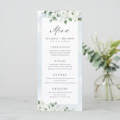 Menu Eucalyptus Verdure blanc floral rustique mariage (Debout devant)