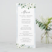 Menu Eucalyptus Verdure blanc floral rustique mariage (Debout devant)