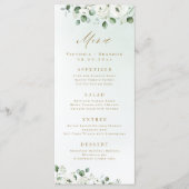 Menu Eucalyptus Verdure blanc floral rustique mariage (Devant)