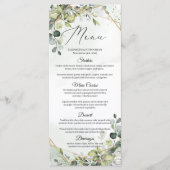 Menu Eucalyptus Verdure Faux Gold Frame Mariage Dîner (Devant)