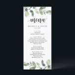 Menu Eucalyptus Verdure Mariage Elopement Dîner<br><div class="desc">Carte de dîner Eucalyptus Mariage Elopement Green Moderne. Customisez facilement et personnalisez-vous selon vos besoins,  et vos invités de dîner seront ravis quand ils verront ce menu de dîner parfait et élégant.</div>