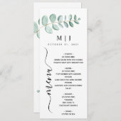 Menu Eucalyptus Verdure minimaliste Mariage (Devant / Derrière)