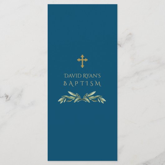 Menu Eucalyptus verdure Wreath Gold Boy Baptême (Dos)