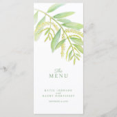 Menu Eucalyptus vert feuille crème aquarelle (Devant)