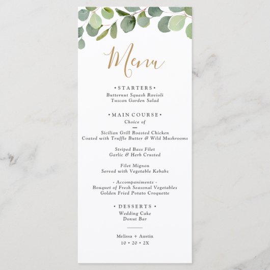 Menu Eucalyptus vert simple (Devant)