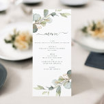 Menu Eucalyptus Vert Succulent Élégant Moderne<br><div class="desc">Eucalyptus Verdure Succulente Aquarelle Botanique Printemps Réception Déjeuner,  Dîner,  Brunch Menu sur arrière - plan blanc - comprend belle et élégante typographie script avec feuilles botaniques modernes et verdure pour la célébration spéciale de mariage.</div>