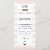 Menu Événement Formel Nautique Corail et Rayures Blanch (Devant)