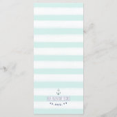 Menu Événement Mariage Nœud Marin Rayé Mint & Blanc ⚓ (Dos)