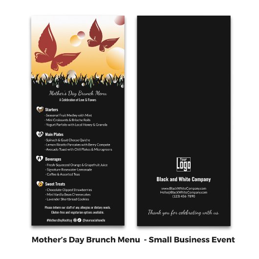 Menu Événement spécial d'affaires Brunch de la fête des