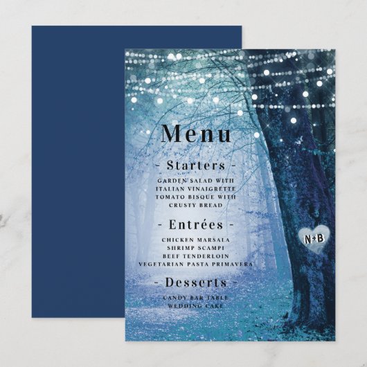 Menu Evermore | Forêt de fée enchantée | Dîner bleu (Devant / Derrière)
