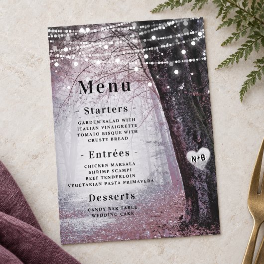 Menu Evermore | Forêt de Fées Enchantée | Dîner Mauve