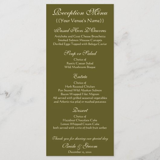 Menu Exécution ou L'Accomplissement par Gustav Klimt (Dos)