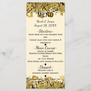 Menu Exotique Jungle Guépard Glam Or et Noir